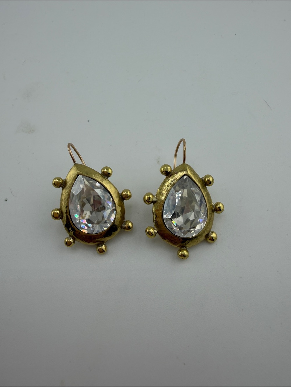 NIB Ulla Johnson Gold Teardrop Crystal Drop Earrings